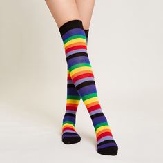 Длинные носки в радужную полоску Shein