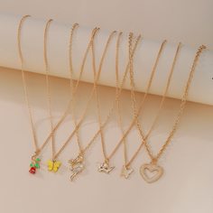 6шт ожерелье с сердечком и бабочкой Shein