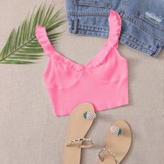 Вязаный кроп топ в рубчик Shein