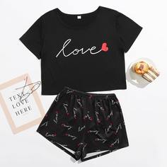 Текст Повседневный Пижама Shein