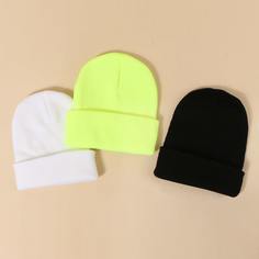 3шт однотонная шапка Shein