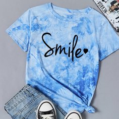 Текст Повседневный Размер плюс футболка Shein
