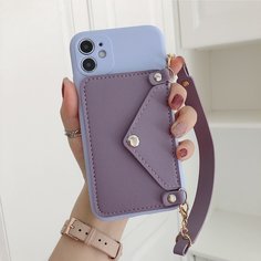 1шт Чехол для телефона с цепочкой и держателем для карт Shein