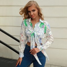 Короткая блуза с принтом "карта Shein