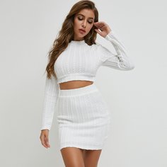 Вязаный короткий свитер и юбка Shein