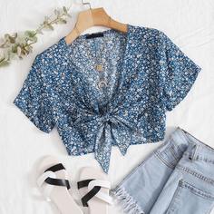 Короткий топ размера плюс с цветочным принтом Shein