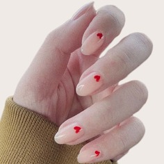 24шт Накладные ногти с рисунком сердца и 1 лист ленты Shein