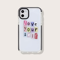 Прозрачный чехол для iPhone с текстовым принтом Shein