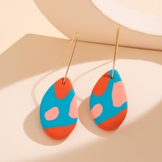 1 пара контрастые овальные серьги-подвески Shein