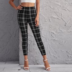 Кроп леггинсы в клетку Shein