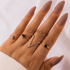5шт кольцо со стразами Shein