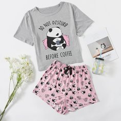 Пижама с оригинальным принтом Shein