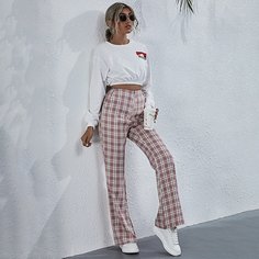 Расклешенные брюки в клетку Shein