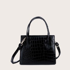 Сумка-сэтчел с крокодиловым тиснением для девочек Shein