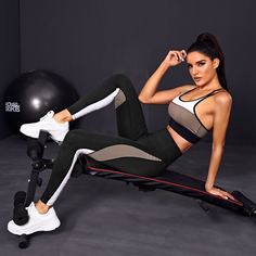 Контрастный спортивный бюстгальтер и леггинсы Shein