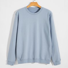Мужской однотонный свитшот с круглым воротником Shein