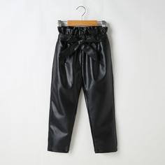 Брюки из искусственной кожи с поясом для девочек Shein