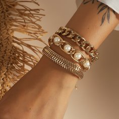 Браслет с искусственным жемчугом 3шт Shein