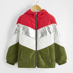 на молнии Шеврон Повседневный Куртки для мальчиков Shein