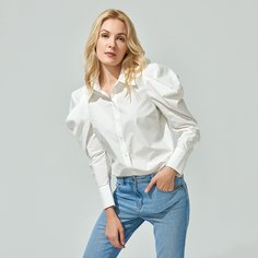 Рубашка из хлопка с оригинальным рукавом Shein