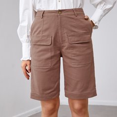 Однотонные шорты с карманом Shein