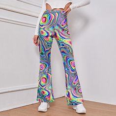 Расклешенные брюки с принтом тай дай Shein