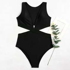 Слитный купальник с разрезом Shein