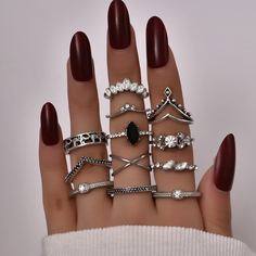 12шт кольцо со стразами Shein