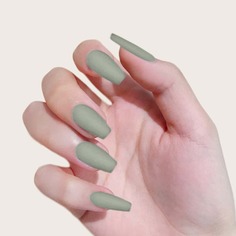 24шт Однотонные накладные ногти и 1 лист ленты Shein