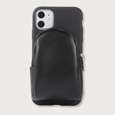 Однотонный чехол-кошелек на молнии для iPhone 1шт Shein