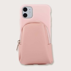 Однотонный чехол-кошелек на молнии для iPhone 1шт Shein