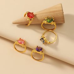5шт кольцо со стразами Shein