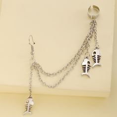 Серьги-каффы с декором рыбьей кости Shein