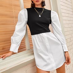 Длинный топ 2 в 1 с пышным рукавом Shein