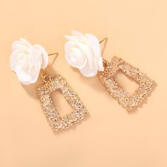 Квадратные серьги-подвески с цветком Shein