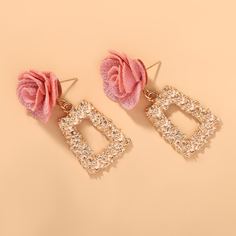 Квадратные серьги-подвески с цветком Shein
