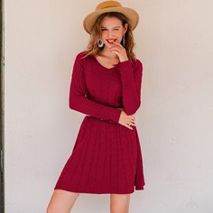 Одноцветный Повседневный Платья-свитеры Shein
