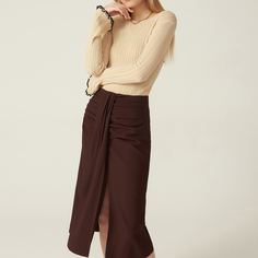 Юбка со сборками и разрезом Shein