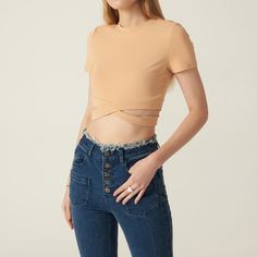 Кроп футболка из смесового хлопка Shein