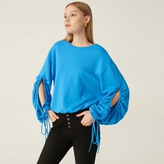Свитшот оверсайз из хлопка с оригинальным рукавом Shein