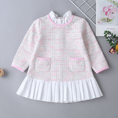 Твидовое платье со складками для девочек Shein