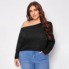 Однотонная футболка размера плюс Shein