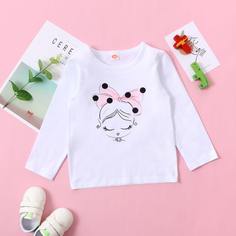 С карикатурой Повседневный Футболки для маленьких девочек Shein