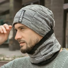 Мужская шапка с текстовым принтом и шарф Shein