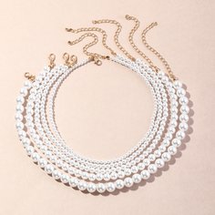 5шт ожерелье из искусственных жемчугов Shein