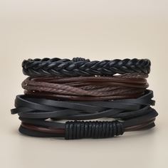 Плетеный браслет из искусственной кожи 4шт Shein