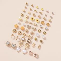 30 пар серьги со стразами и цветком Shein