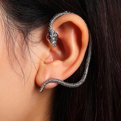 Серьги в форме змеи со стразами Shein