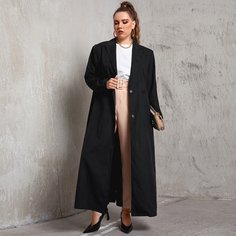 Однотонное длинное пальто размера плюс Shein