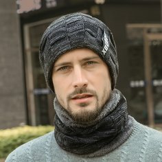Мужская шапка и шарф с текстовым принтом Shein